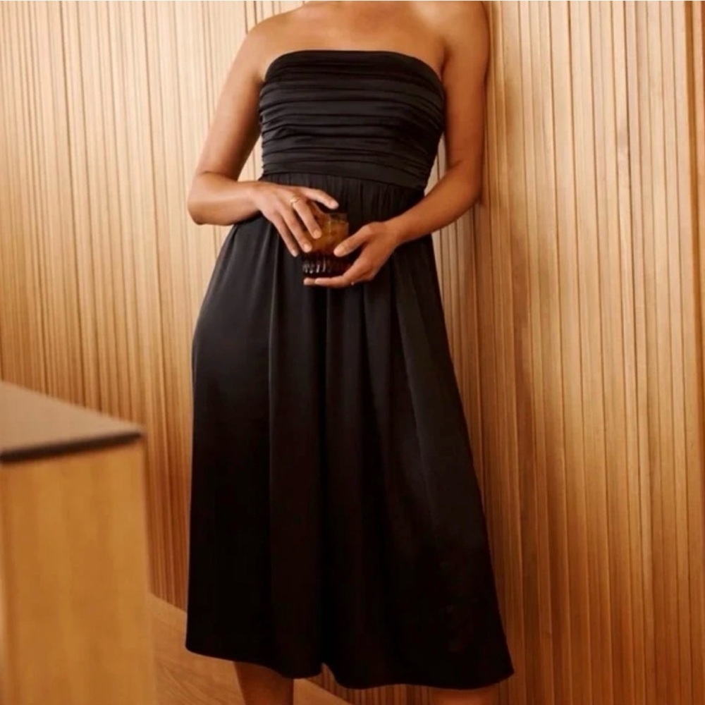 Abercrombie Emerson Satin Back Strapless Midi Dress Women's Size XSP